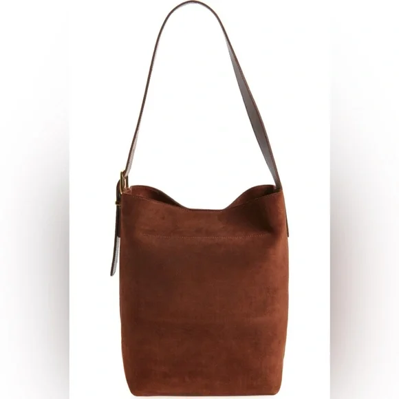 Madewell Essentials Suede Bucket Bag Soft Mahogany - Picture 2 of 9